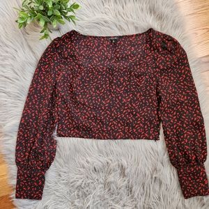 Dynamite Cropped Long Sleeve Blouse